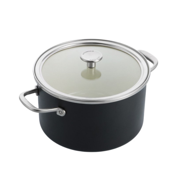 Каструля з кришкою KitchenAid Steel Core, 24 см, 6 л, матовий чорний (CC006001-001)