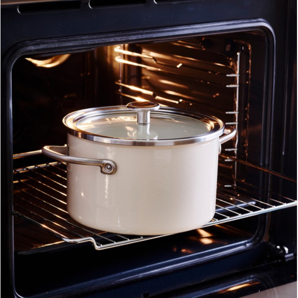 Каструля з кришкою KitchenAid Steel Core, 20 см, 3,7 л, мигдальний крем (CC003266-001)
