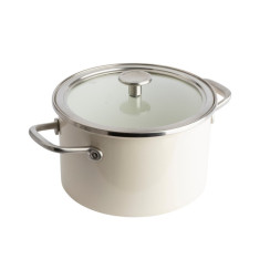 Кастрюля с крышкой KitchenAid Steel Core, 20 см, 3,7 л, миндальный крем (CC003266-001)