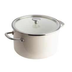 Кастрюля с крышкой KitchenAid Steel Core, 24 см, 6 л, миндальный крем (CC003269-001)
