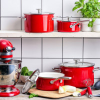 Каструля з кришкою KitchenAid Steel Core, 24 см, 6 л, червоний (CC003270-001)