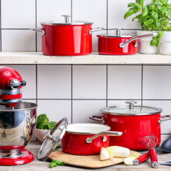 Кастрюля с крышкой KitchenAid Steel Core, 20 см, 3,7л, красный (CC003267-001)