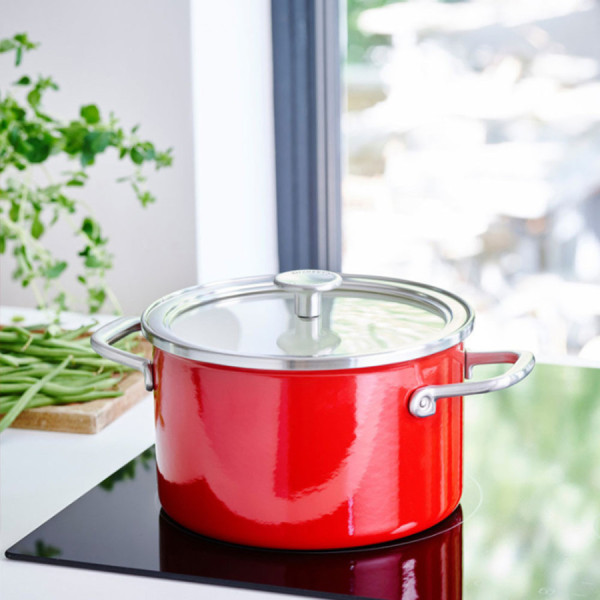 Каструля з кришкою KitchenAid Steel Core, 20 см, 3,7 л, червоний (CC003267-001)