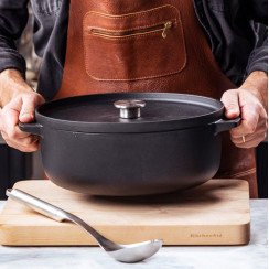 Гусятниця чавунна з кришкою KitchenAid Matte Oven-to-table, 30 см, 5,6 л, чорний (CC004900-001)
