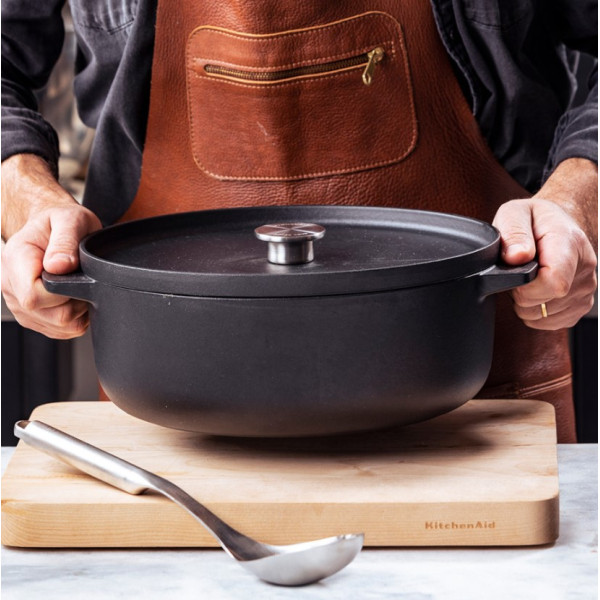Гусятниця чавунна з кришкою KitchenAid Matte Oven-to-table, 30 см, 5,6 л, чорний (CC004900-001)