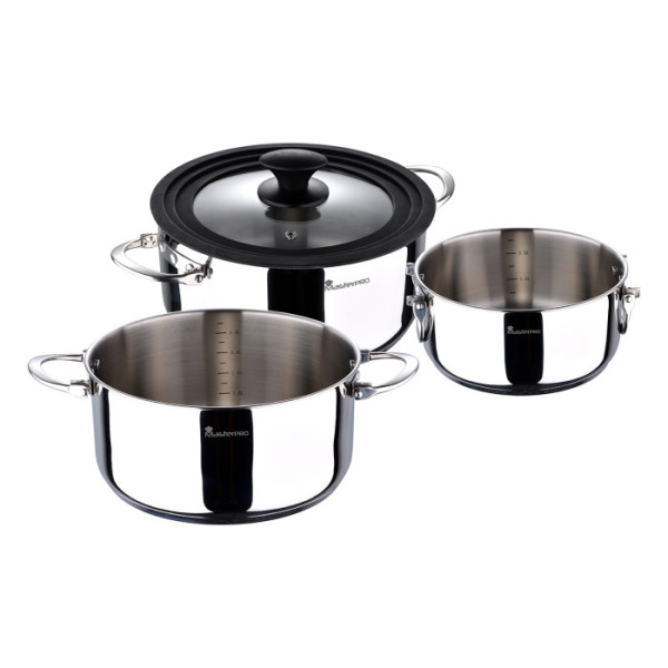 Набір каструль з універсальною кришкою Bergner MasterPro Foodies collection. 4 предмета (BGMP-2160)