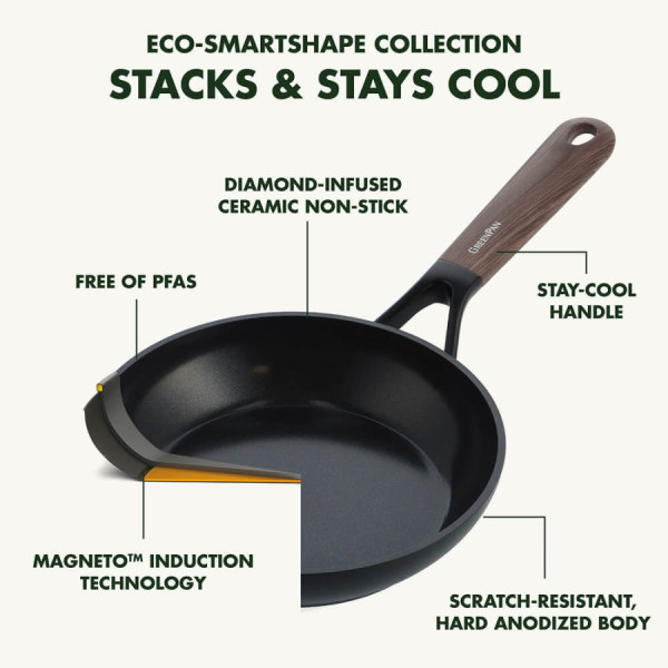 Сковорода GreenPan Eco Smartshape, 24 см з керамічним покриттям (CC006441-001)