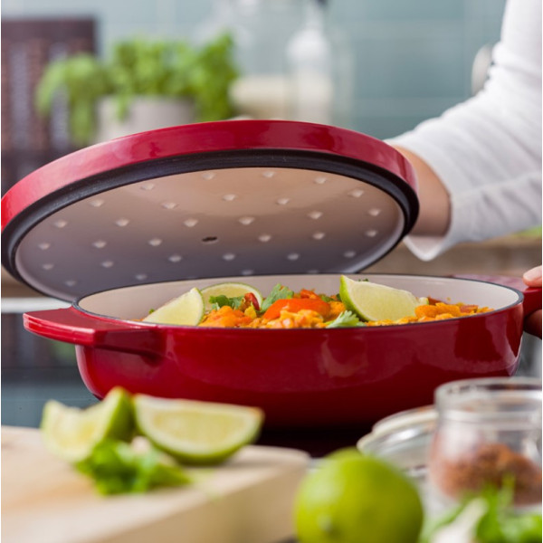 Сотейник чавунний з кришкою KitchenAid, 26 см, 2,77 л, червона (CC009009-001)