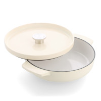 Сотейник чавунний з кришкою KitchenAid, 26 см, 2,77 л, мигдальний крем (CC009010-001)
