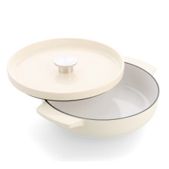 Сотейник чавунний з кришкою KitchenAid, 26 см, 2,77 л, мигдальний крем (CC009010-001)