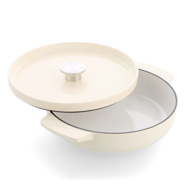 Сотейник чавунний з кришкою KitchenAid, 26 см, 2,77 л, мигдальний крем (CC009010-001)