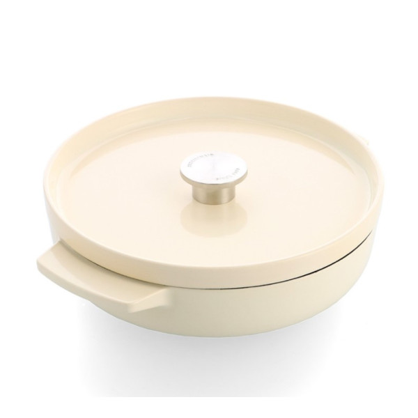 Сотейник чавунний з кришкою KitchenAid, 26 см, 2,77 л, мигдальний крем (CC009010-001)
