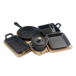 Сковорода чавунна міні з сервер. дошкою MasterPro Cook & share, 13,7 см, квадратна (BGMP-3808-4)