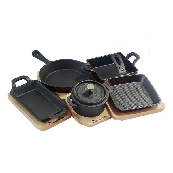 Сковорода чавунна міні з сервер. дошкою MasterPro Cook & share, 13,7 см, квадратна (BGMP-3808-4)
