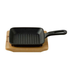 Сковорода чавунна міні з сервер. дошкою MasterPro Cook & share, 13,7 см, квадратна (BGMP-3808-4)