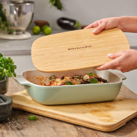 Форма для випічки з кришкою KitchenAid керамогранітна, 8,8х24,8х40,4 см, 3,8 л, фісташ колір (CC007426-001)