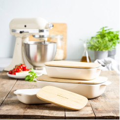 Форма для випічки з кришкою KitchenAid керамогранітна, 6,5х15,5х26 см, 0,9л, кремовий колір (CC006105-001)