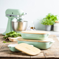 Форма для випічки з кришкою KitchenAid керамогранітна, 7,5х19,5х32,8 см, 1,9 л, фісташ колір (CC007425-001)