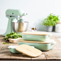 Форма для випічки з кришкою KitchenAid керамогранітна, 7,5х19,5х32,8 см, 1,9 л, фісташ колір (CC007425-001)