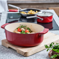 Гусятниця чавунна з кришкою KitchenAid, 30 см, 5,6 л, червона (CC006063-001)