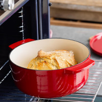 Гусятниця чавунна з кришкою KitchenAid, 30 см, 5,6 л, червона (CC006063-001)