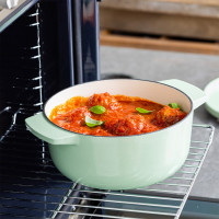 Каструля чавунна з кришкою KitchenAid, 26 см, 5,2 л, кол, фісташковий (CC007434-001)