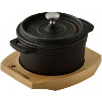 Каструля чавунна з кришкою міні з сервер. дошкою MasterPro Cook & share, 10 см, 0,16 л (BGMP-3804-4)