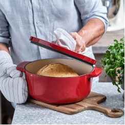 Кастрюля чугунная с крышкой KitchenAid, 22 см, 3,3 л, красная (CC006057-001)