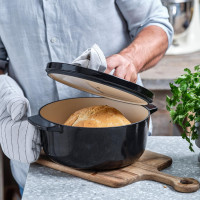 Каструля чавунна з кришкою KitchenAid, 22 см, 3,3 л, чорна (CC006058-001)